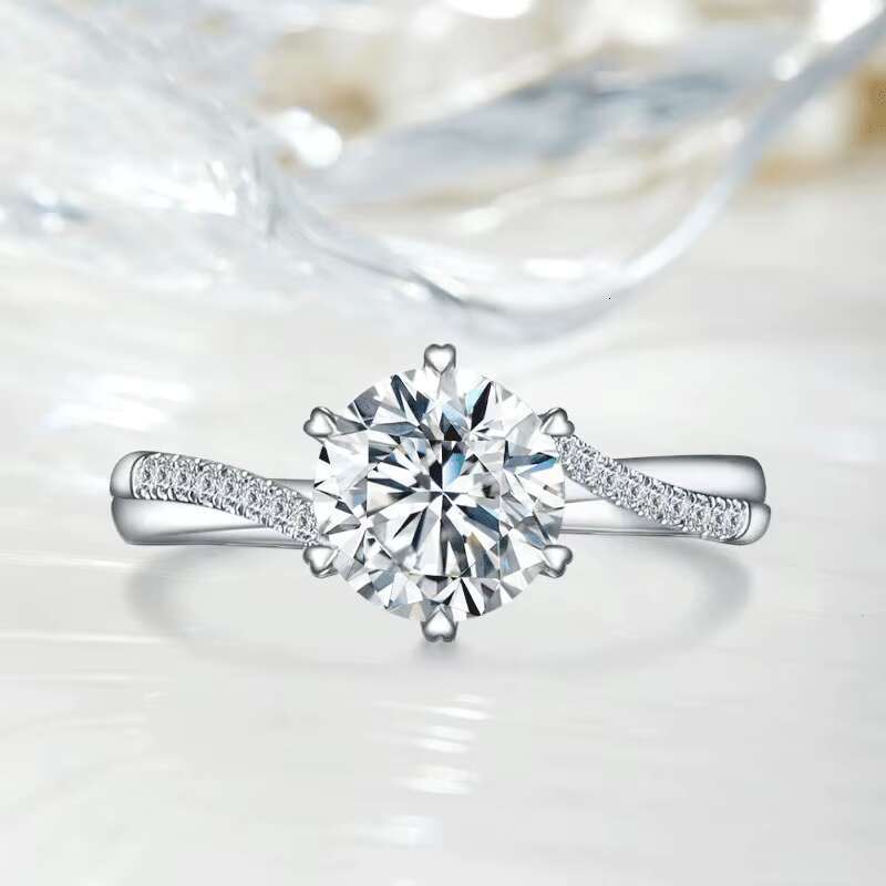 Fashion Custom Engagement Moissanite Rings Wedding Jewelry 925 Sterling Silver Ring for 18K Gold Plated