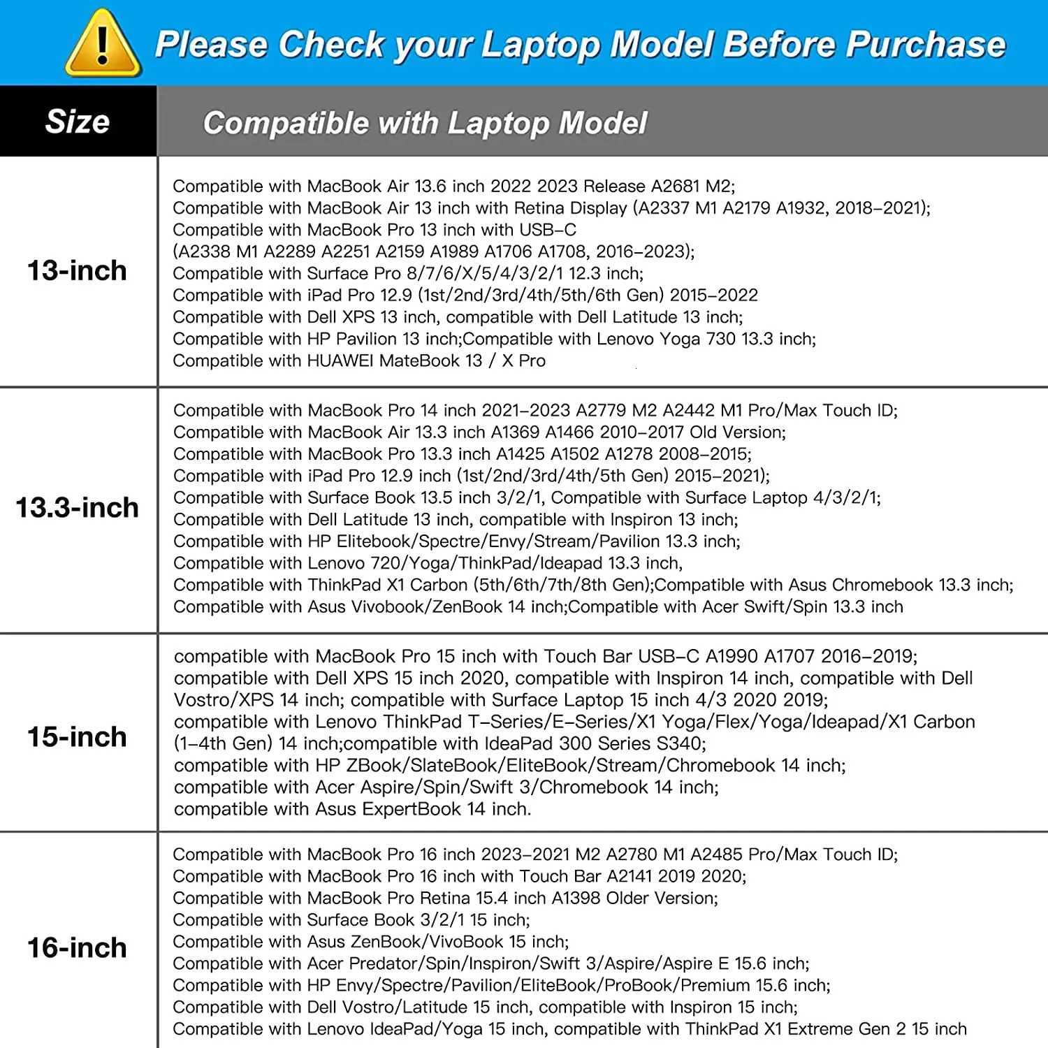 13 14 15 16 inch Laptop Bag Notebook Pouch for MacBook Air Pro Asus Dell HP Office Travel Computer Briefcase Handbag Sleeve CaseT251125