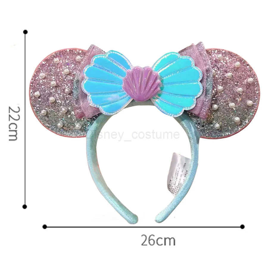 Disney Princess series mermaid Minnie Mouse Headband Shell Bow Ears COSTUME Headband Cosplay Plush Adult/Children Headband Gift X250425