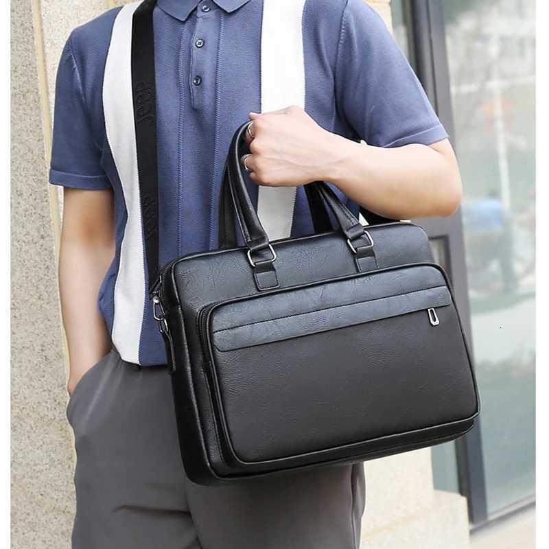PU Leather Briefcase For Men Handbag Laptop Folder Shoulder Office Business Vintage Messenger Crossbody Portfolio Designer BagT251125
