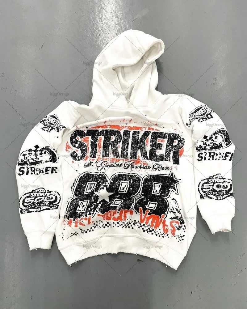 AMERICAN style hoodie letter printed handle sweatshirt hoodie Harajuku retro super sweatshirt street fashion M250425