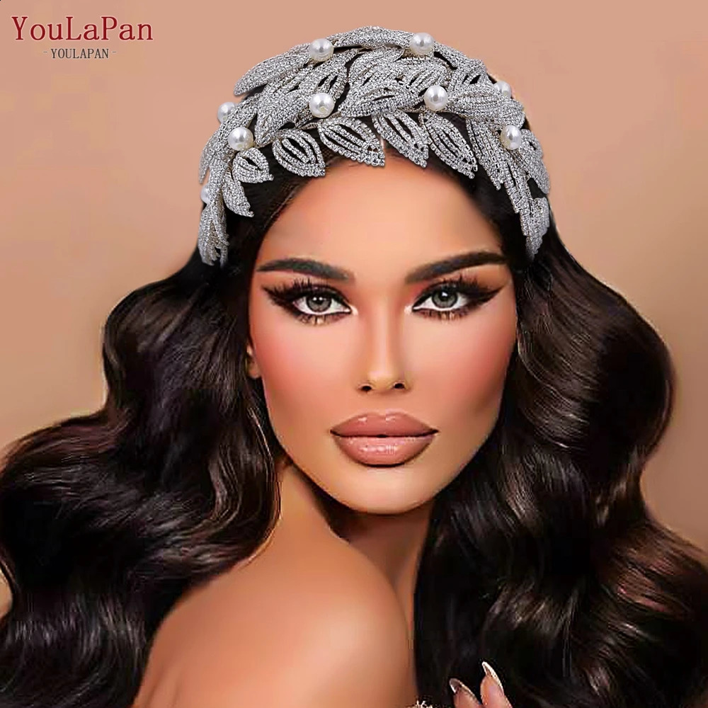 YouLaPan Wedding Tiara Bridal Leaf Headband Wedding Hair Accessories Rhinestone Bride Headwear Female Headpiece HP411 250420