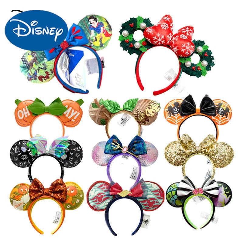 Disney 2025 Disney Mickey Ear Headband Fireworks Headband and Jack Pumpkin King Role Playing Hair Disney Letter Headband Gift X250425