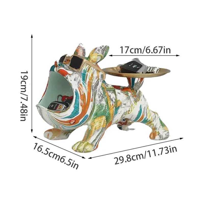 Luxury Resin French Bulldog Colorful Animal Figurine Cool Dog Statue with Tray Living Study Room Bedroom Home Office Decor Gift Y251125