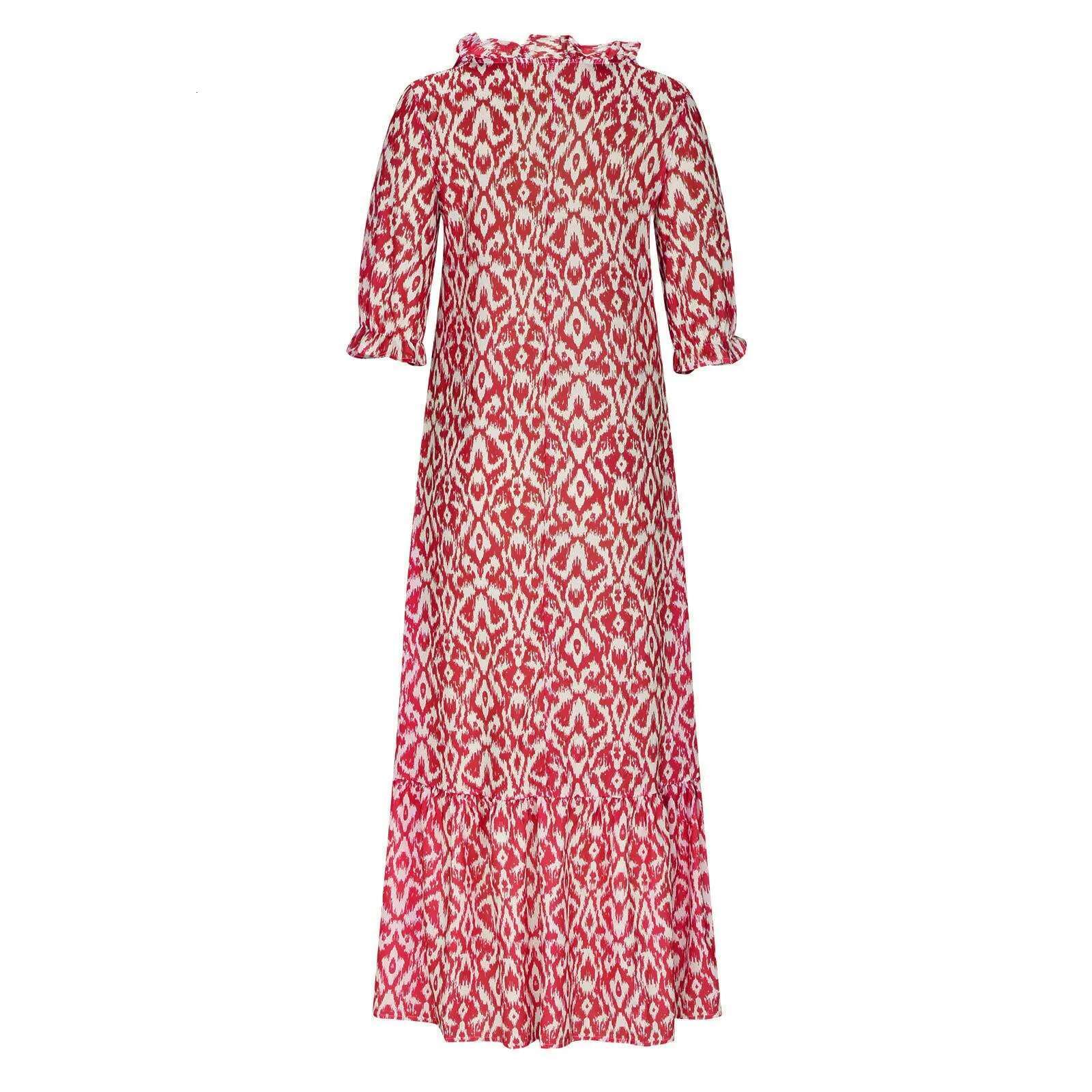 Dongdumaoyi Women Summer Half Sleeve Boho Party Dress Elegant V Neck Tassel Ruffle Long Spring Casual Floral Print Office Dresses