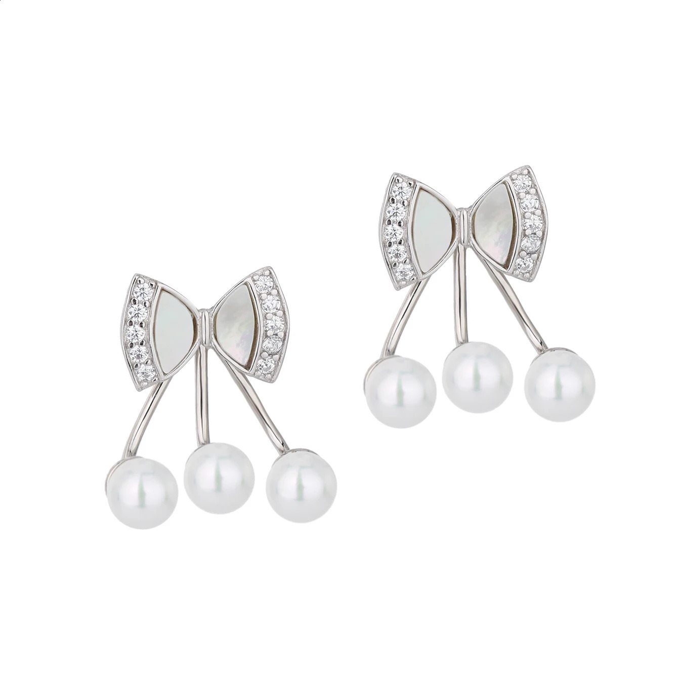 product 100% 925 sterling silver bow hanging pearl earrings fashion version earrings style party women 250422