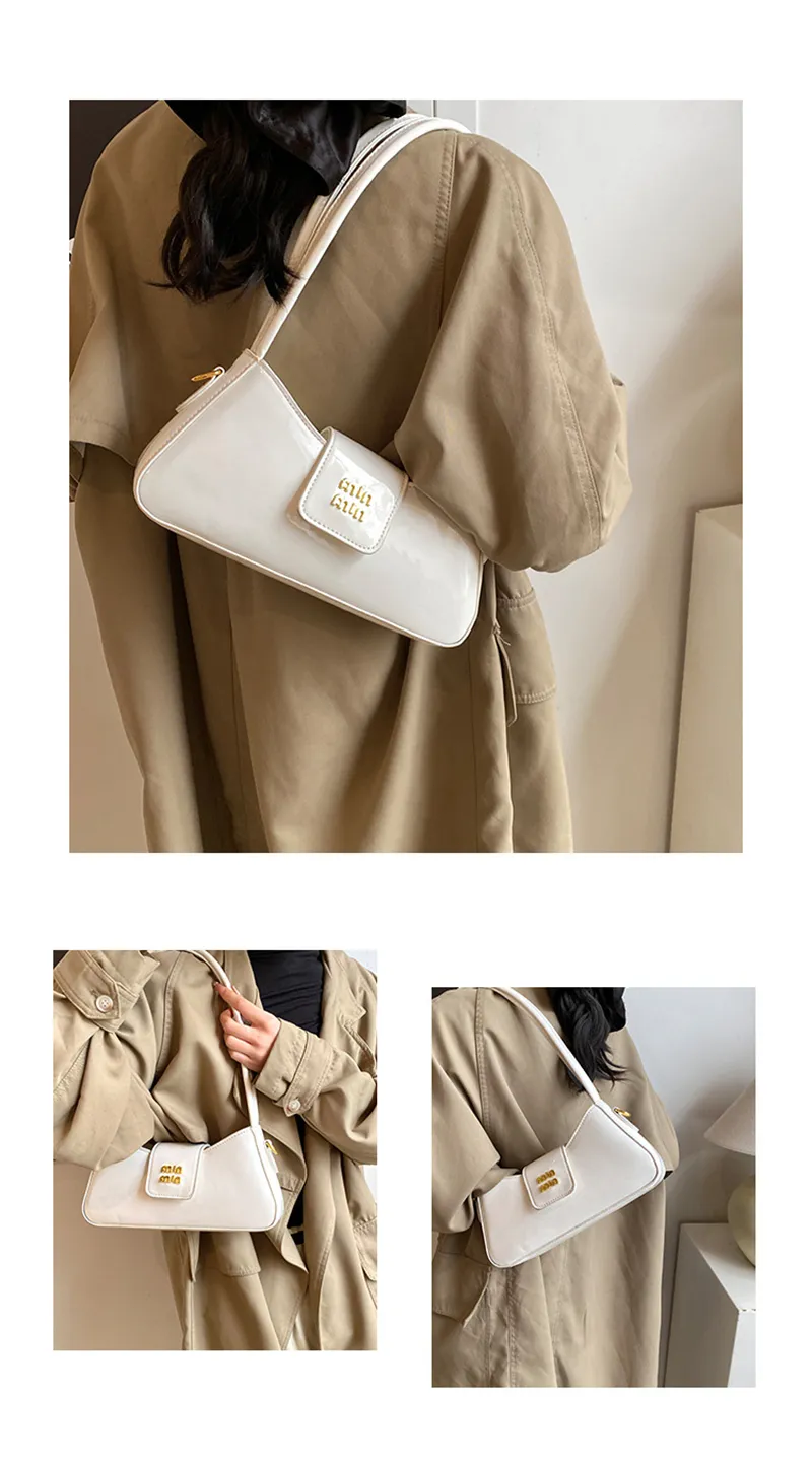 hot free shipping designer shoulder bags new casual handbag fashionable patent leather black Underarm bag for women