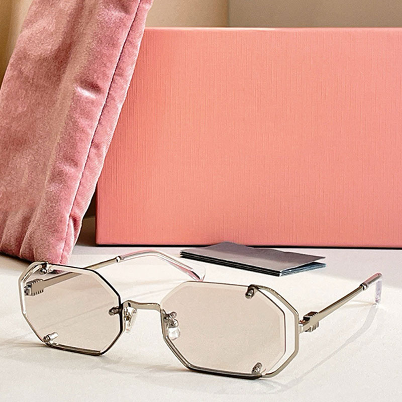 Classic Womens Polygonal Sunglasses Metal Frameless Filter Lens Designer UV400 Protective Daily Wear Neutral Style 172AV