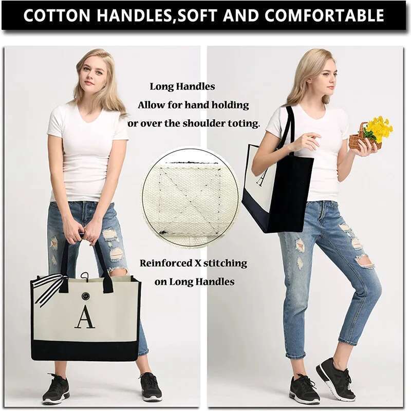 Tote Fashion Canvas Totes Letters Flower Portable Shoulder Shopping Casual Beach Bag Large Capacity Handbag Wholesale