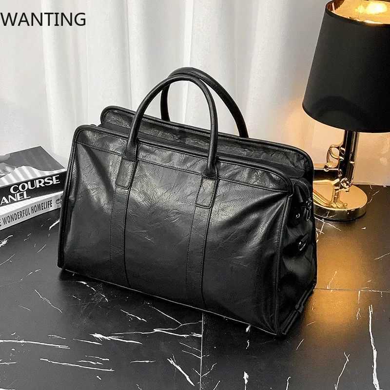 Business Trip Top-Handle Bags Men Leather Messenger Shoulder Bag Men Large Capacity Travel Handbag Bag Briefcase Male Totes BagT251125