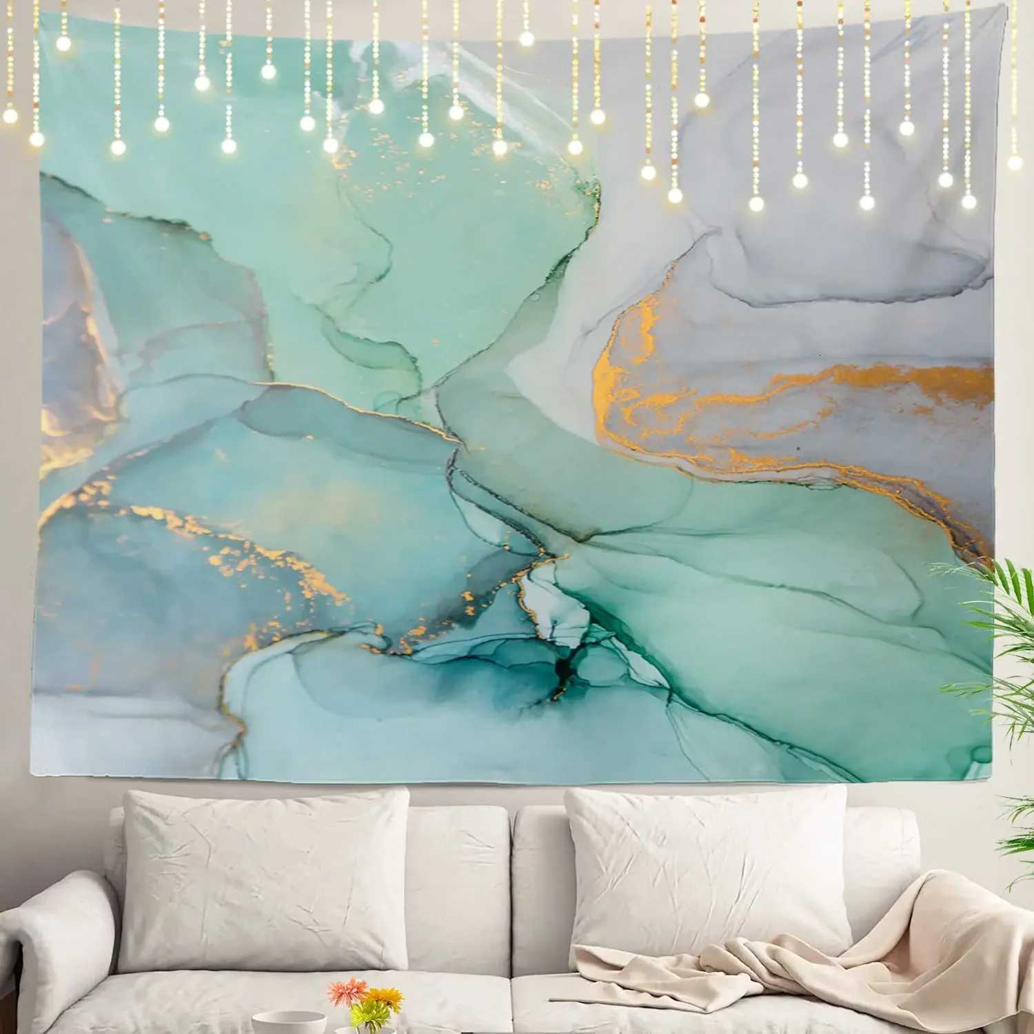 Green Black Marble TapestryNatural Luxury Beautiful Swirls Agate Wall Art Hanging Decoration Dorm Room Bedroom Home Living RoomM251125