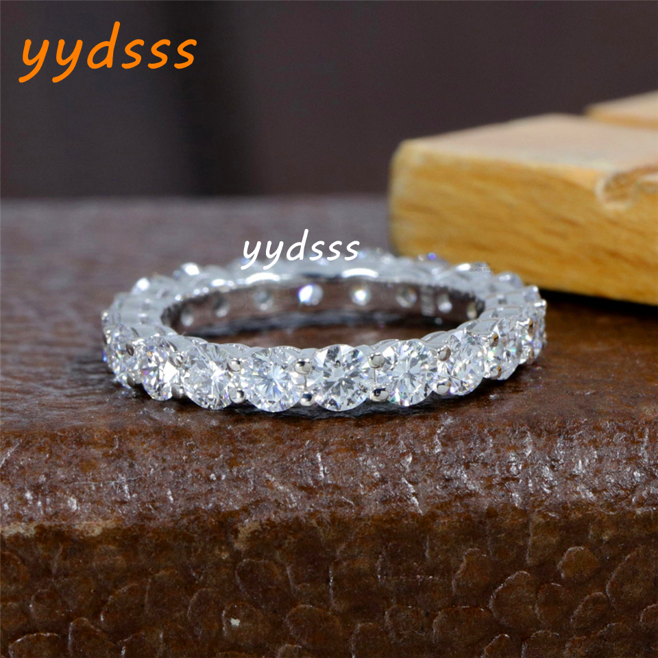 Elegant 18K Real Gold Ring Round Cut 3.0mm 0.1CT Each Lab Diamond Ring For Women HPHT Diamond Matching Wedding Band Solid Gold Eternity Ring