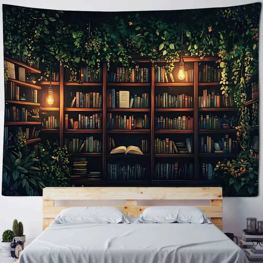 Magic Bookshelf Tapestry Library Living Room Wall Hanging Decoration Items Aesthetic Dorm Home Decor Wall Art Background ClothM251125