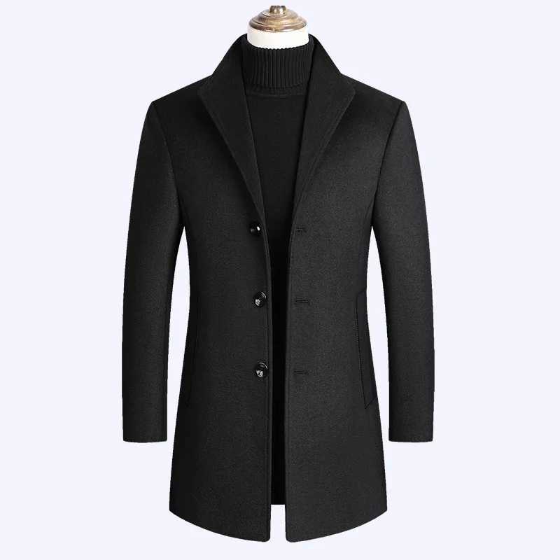 High Quality Men Business Casual Cashmere Trench Coats British Style Overcoats New Winter Man Warm Woolen Blends Long JacketsT251125