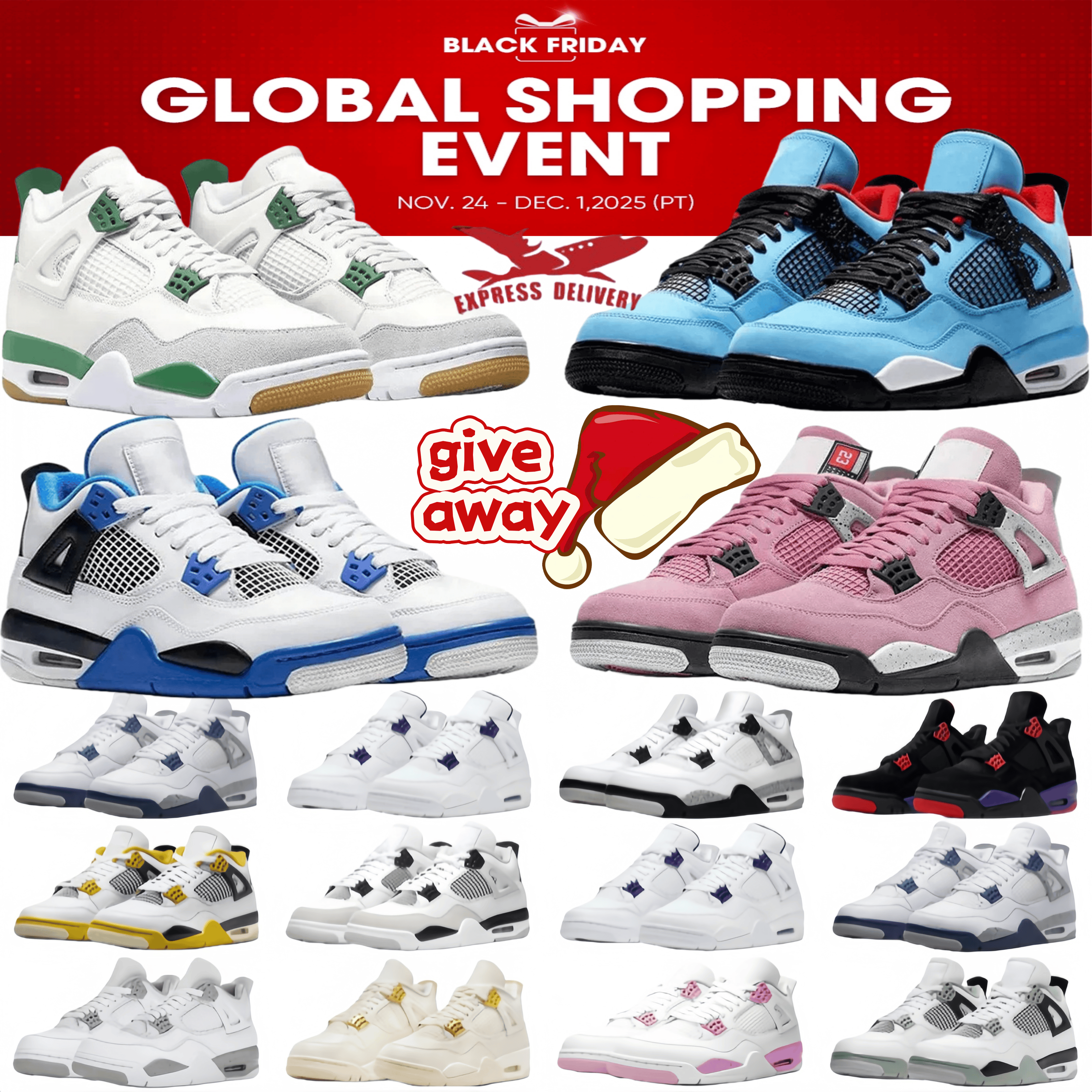 The most popular 2025 Christmas 4 4s design mens and womens J4 outdoor basketball shoes casual shoes sports shoes non slip wear resistant mid top black blue