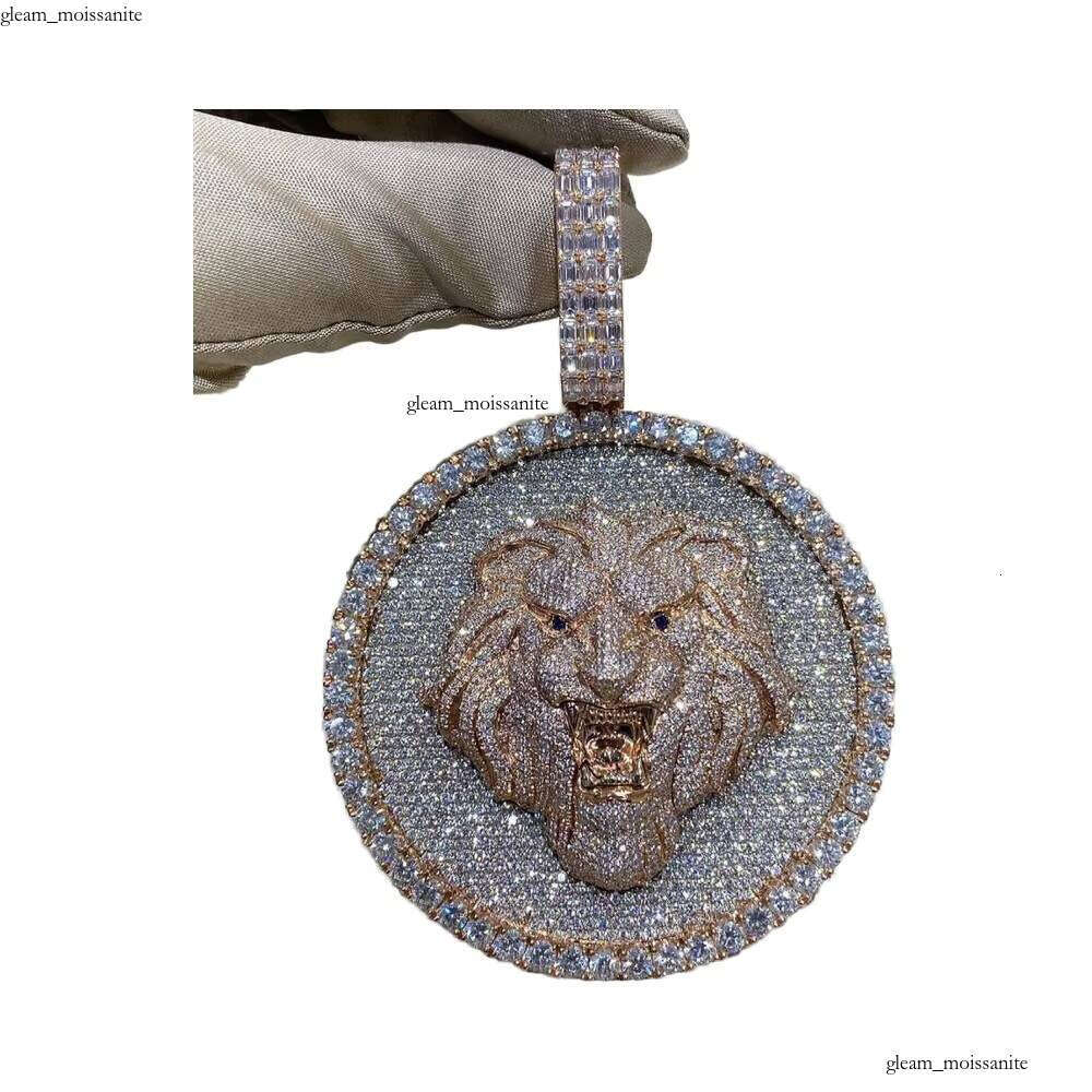Mosanite VVS Moissanite Sterling Sier Fashion Hip-Hop Lion Head Animal Chain Pendant Charm