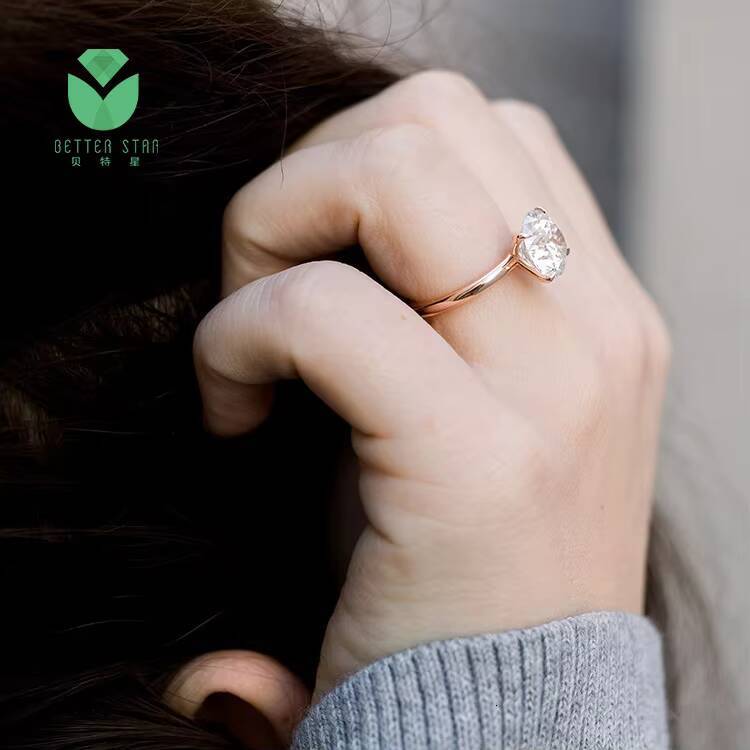 Betterstar IGI GIA Certified Lab Grown Created Diamond Jewelry 18k Solid Gold White Gold Rings Round Brilliant Cut Diamond Ring