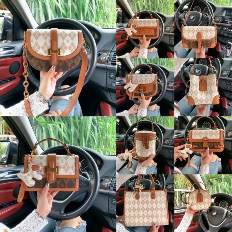 Authentic Dia Plaid Handbag Women's 2024 New High End Designer Diagonal Shoulder Small Square Bag