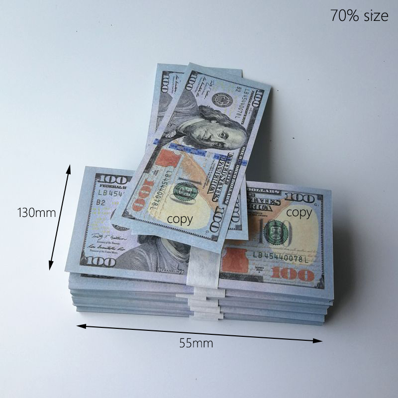 Fake Movie Faux-billets Party Supplies 5 10 20 50 Dollar Euros Pound Realistic Toy Bar Prop Copy Money 100 PCS/Pack 130*55mm 70% Size