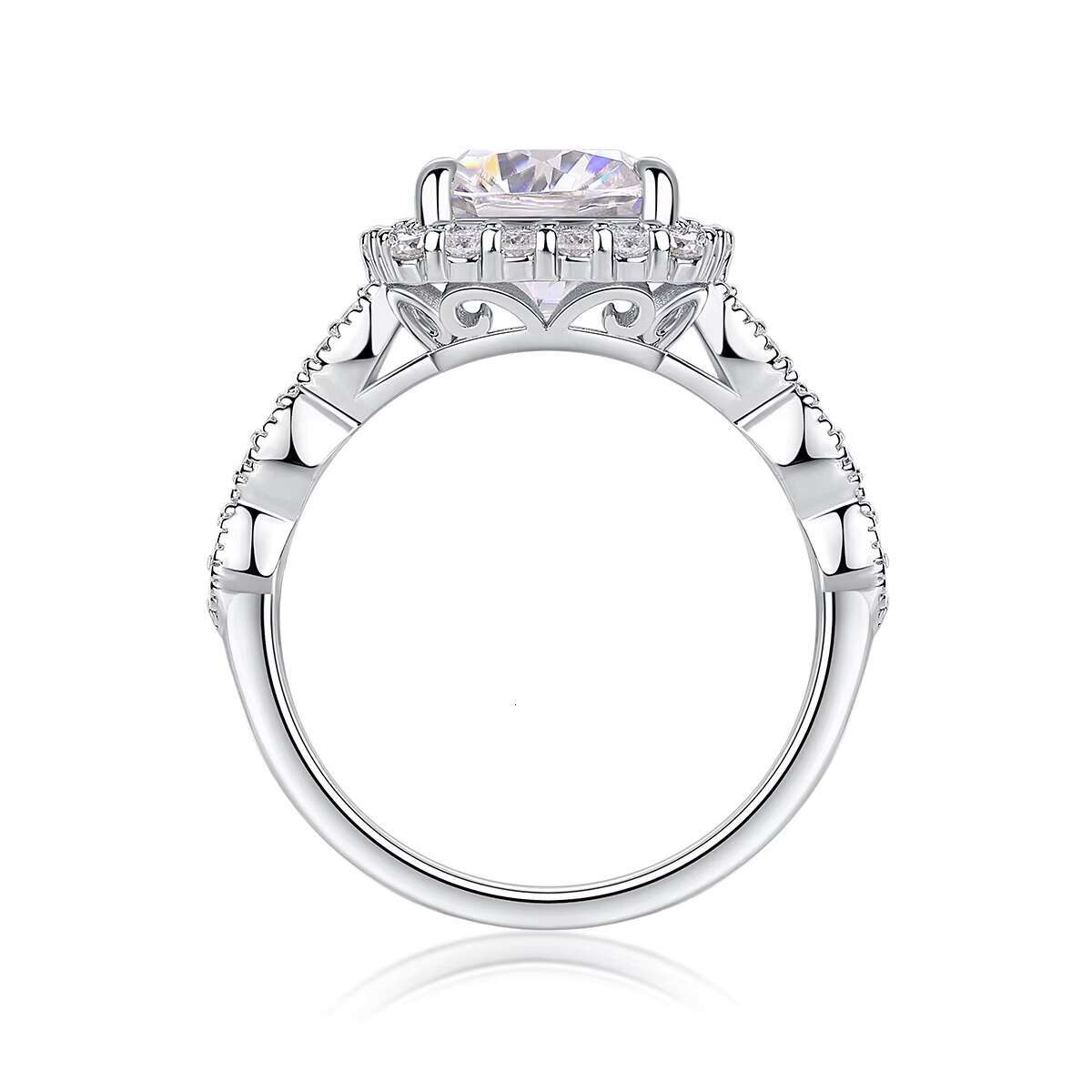 DE Cushion Cut Moissanite Women Ring Square Design 3ct Moissanite Women Ring D Color VVS1 Full Moissanite Silver Ring for Women