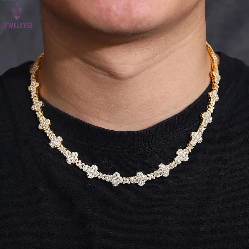 Exquisite Designer 10mm Iced Out Sterg Sier Moissanite Cross Cuban k Chain Necklace GRA Certificated Pass Dia Tester for Men Gift