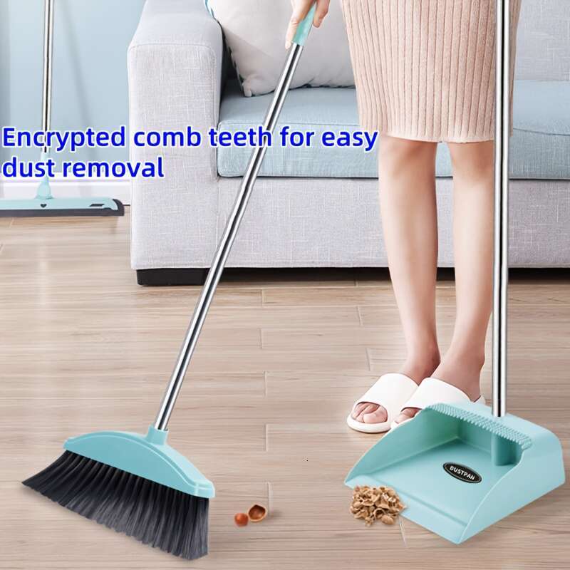2-in-1 Household Cleaning Set, Soft Bristle Dustpan and Brush Combo, Non-Stick Hair Easy Dust Removal, Durable Plastic, Home Use