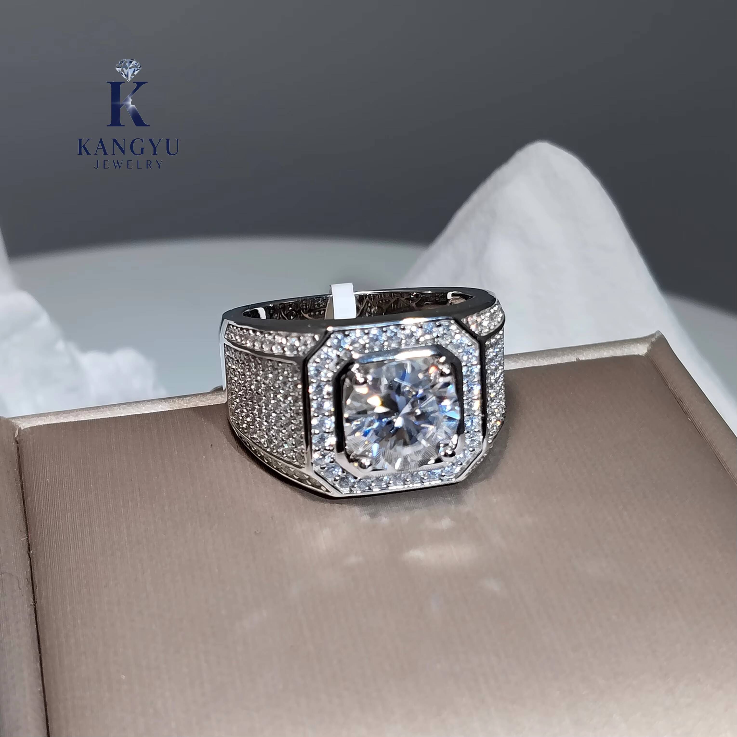 Hot Sale Statement Square Stone 925 Sterling Silver Moissanite Ring - Hip Hop Streetwear Bling