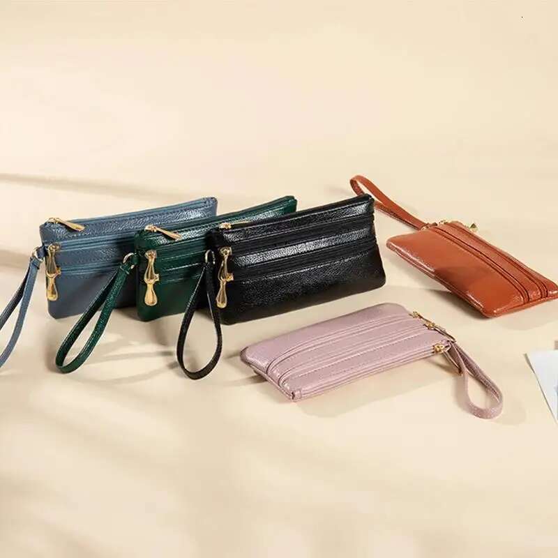 Three Zippers New Ladies Long Money Card Pouch PU Leather Fashion Clutch Coin Key Wallet Purse Large Capacity
