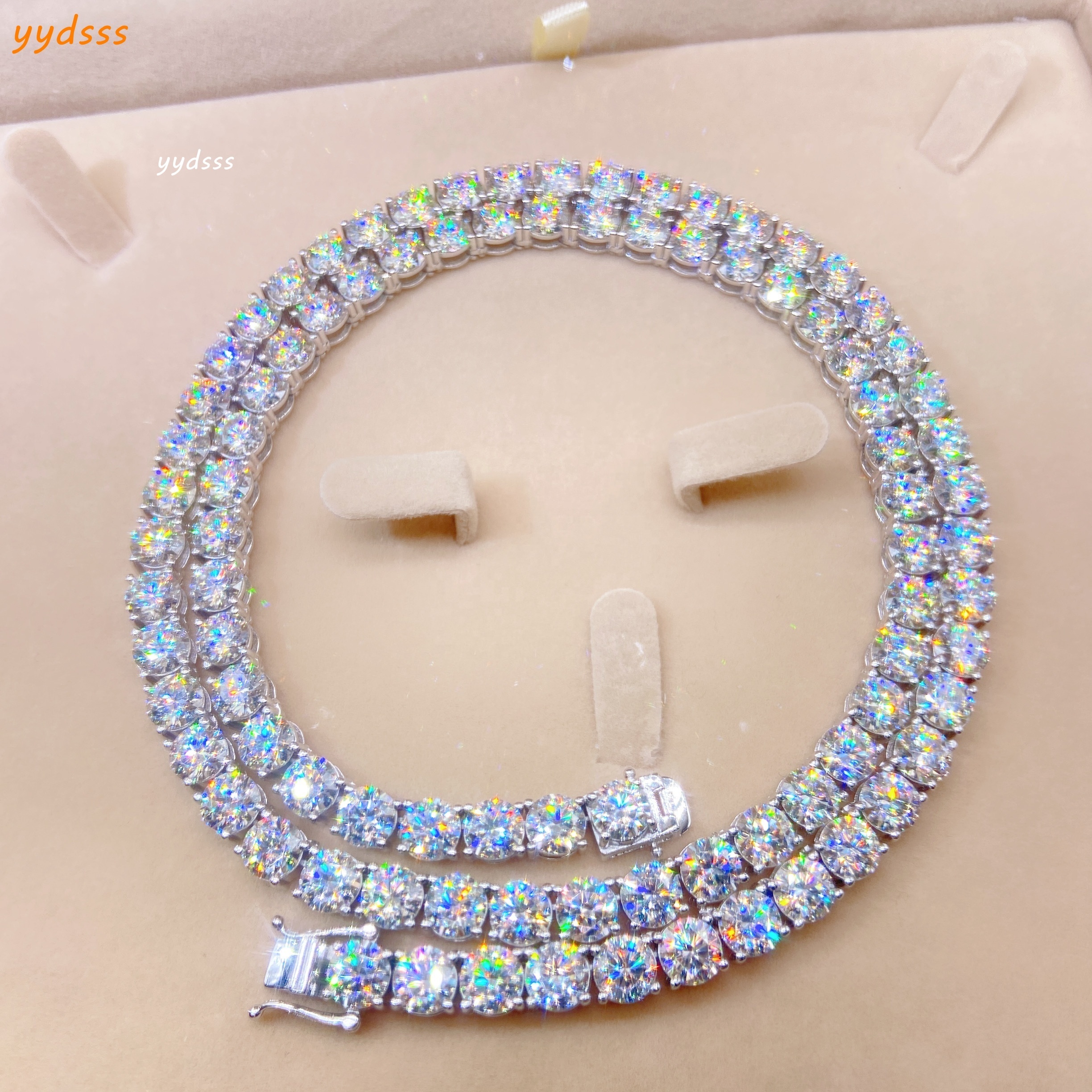 5mm Width Silver 925 Chain Real Gold Plated Hip Hop Jewelry Vvs Moissanite Diamond Tennis Chain
