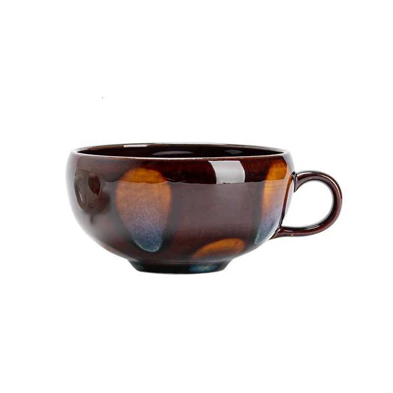 1PC Japanese ceramic coffee cups chestnut soup cups household milk wide-mouthed mugs large capacity Y251125