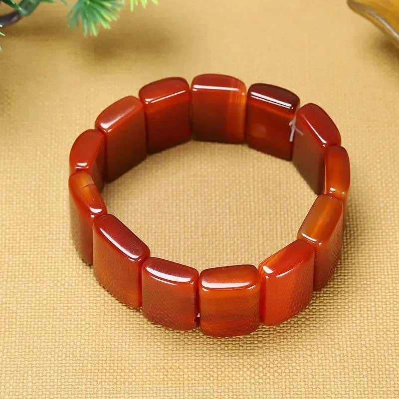 Pure Natural Agate Bracelet Chalcedony Square Bracelet Hand Row Mens and Womens Models 250424