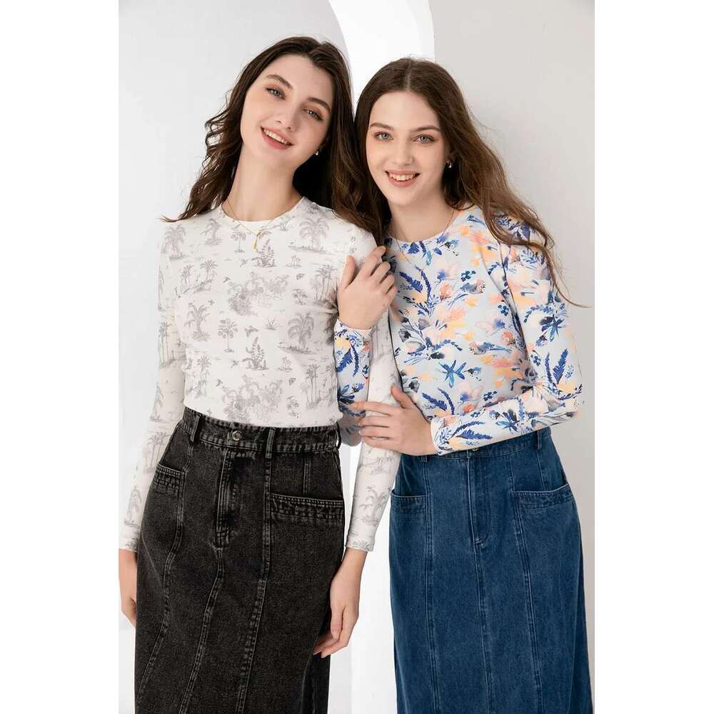 AS Aw2024 Spring Summer Print T Shirt Long Sleeve Fitted Woman Clothing - Do Not Need Size Up ( Ship Out In 1 Day )