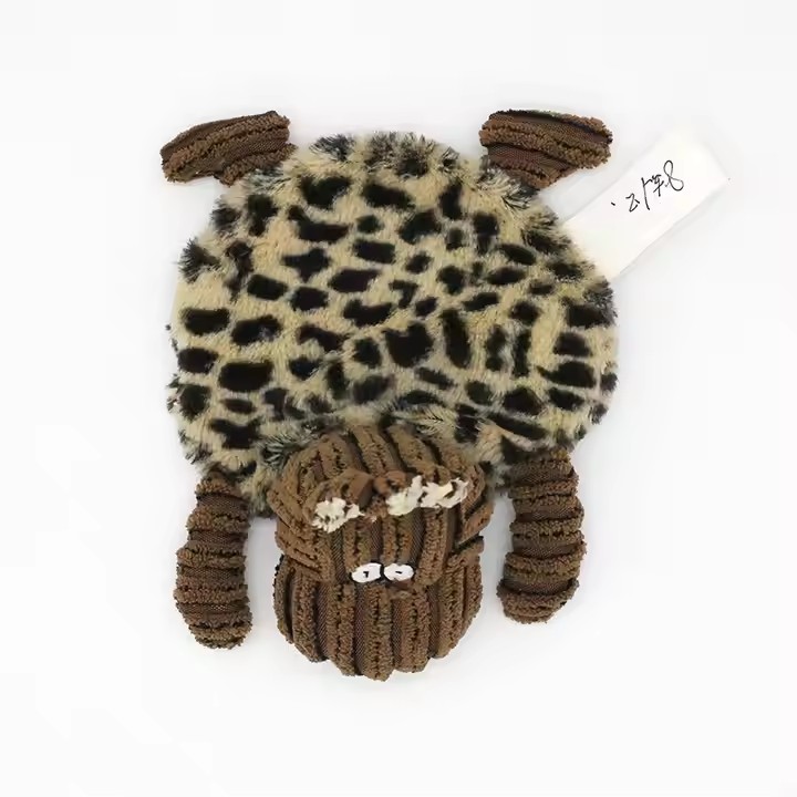 Dog Squeak Toys 2 Pack Leopard Print No Stuffing Plush Dogs Chew Toy for Small Medium Large Breed Dogs Durable Puppy Teething Interactive to Keep Them