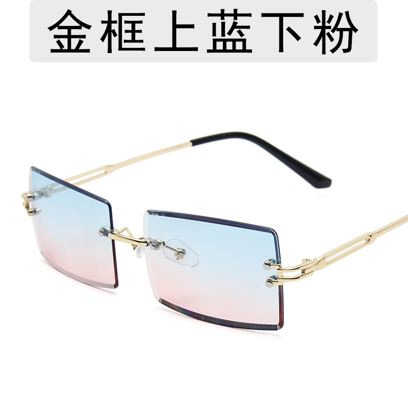 Cross-Border Fashionable Eyewear for Ladies: Unframed Gradient Square Shades