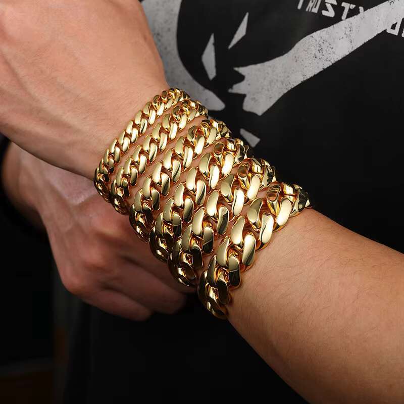 Fashion 10mm Mens Womens Cuban Link Chain Bracelet 14K 18K Gold Plated Jewelry With Gift Box Chains Men Mens Bracelets