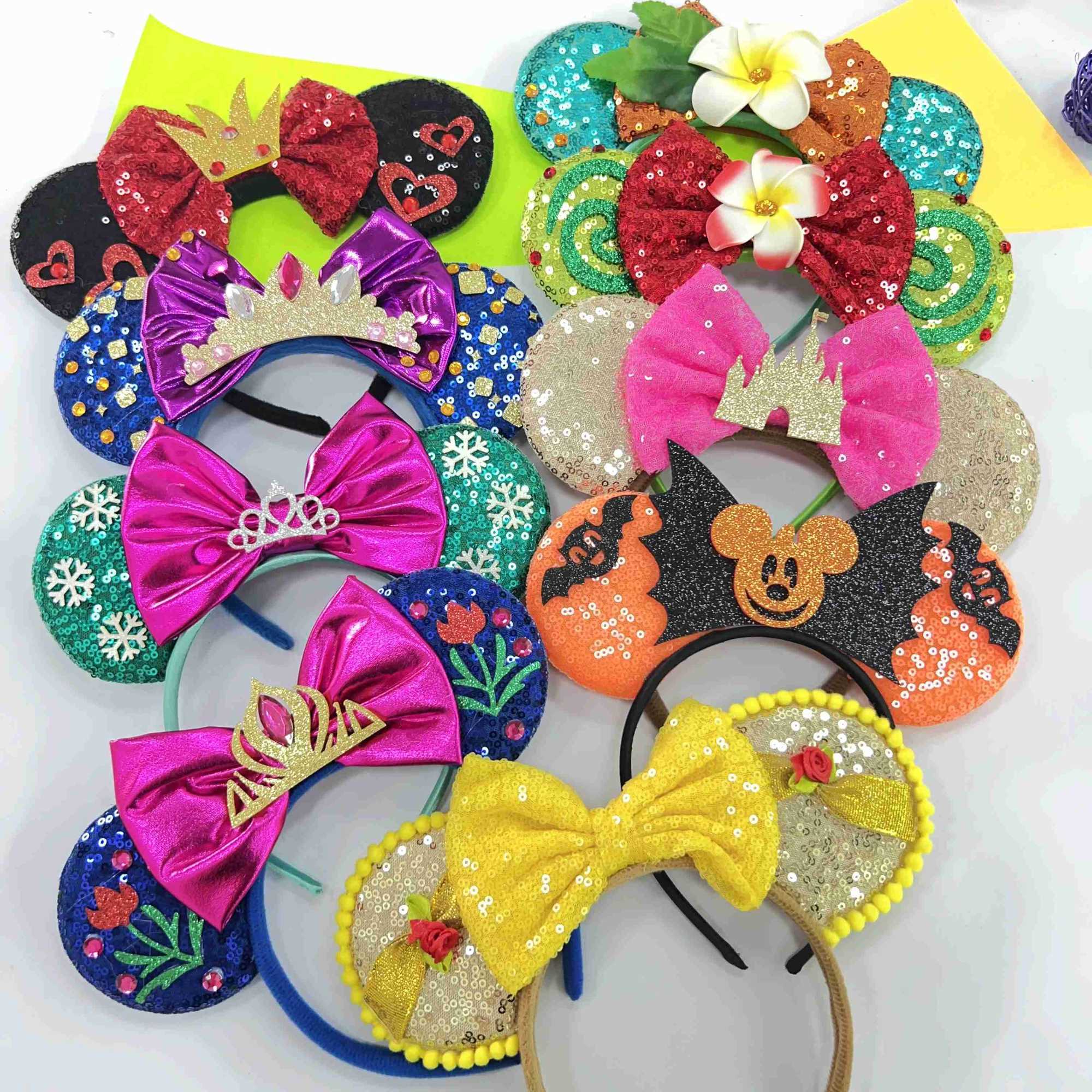 Disney 2023 Disney Castle Fireworks Mickey Ears Headbands Shining Bow Girls Role Playing Hair Adult/Childrens Party Gifts Childrens Hair Accessories X