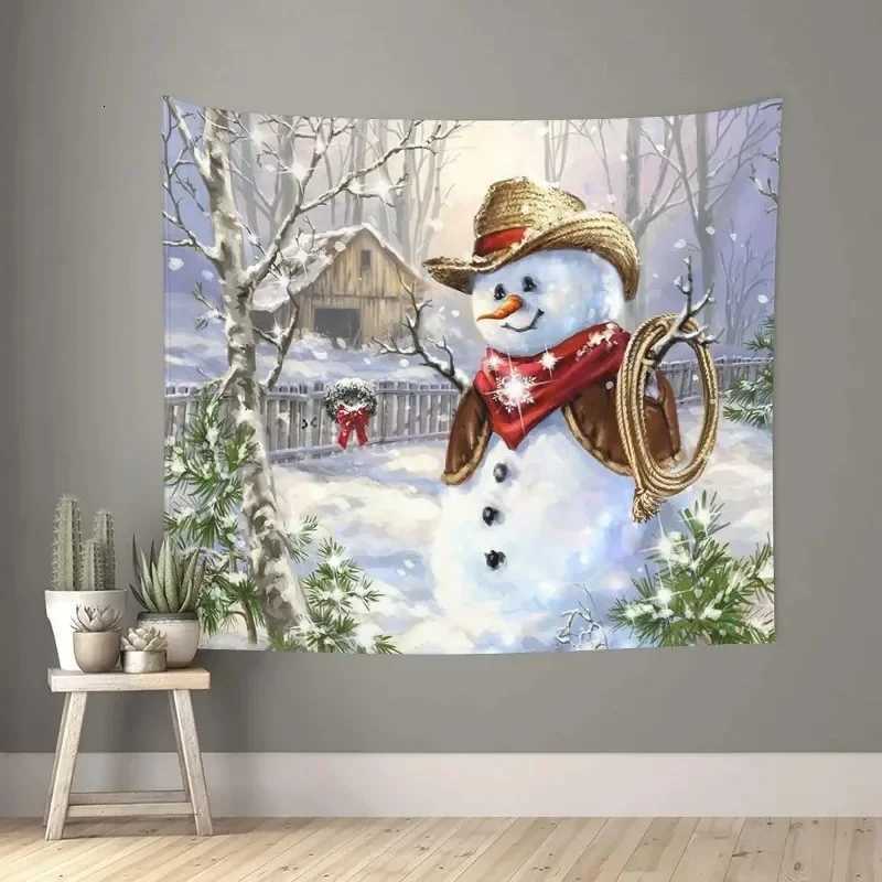Funny Snowman Printed Winter Theme Tapestry Aesthetic Funny Wide Wall Hanging for Bedroom Living Room Dorm Home DecorationM251125