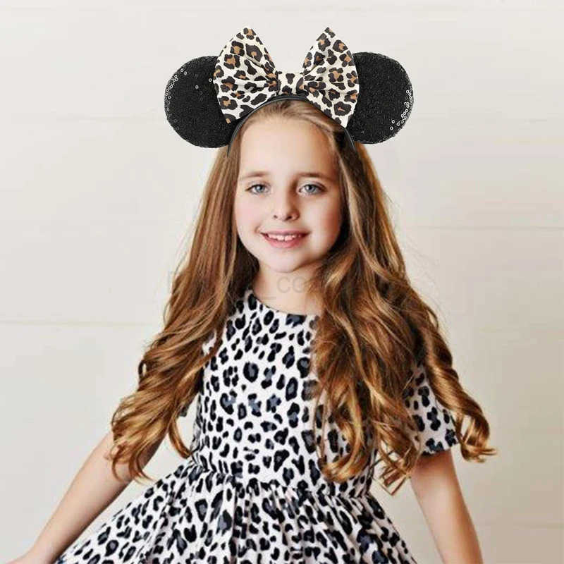 Disney Chic Disney Mouse Ears Headband Shining 5 Bow Girls Festival Party DIY Womens Hair Accessories Gift X250425