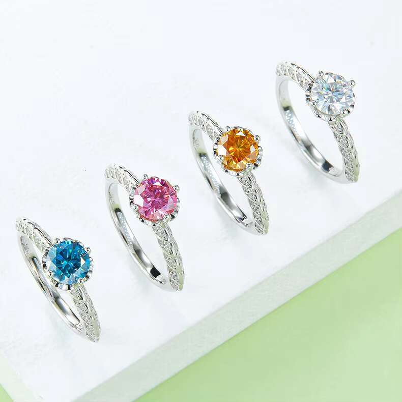 Mothers Day Gift 4 Color for Choose Fine Jewelry 1ct Moissanite Diamond S925 Sterling Silver Ring Woman Engagement Ring