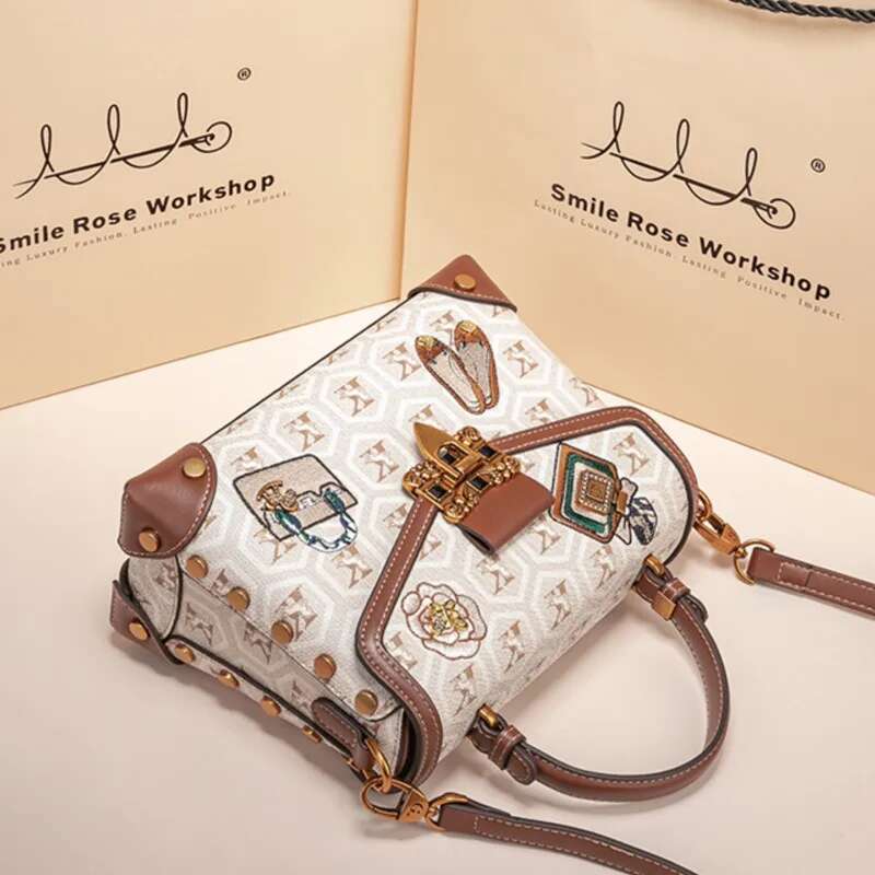 Designer Handbag Retro Small Square Women's 2025 New Autumn And Winter High-End Printed Shoulder Crossbody Bag