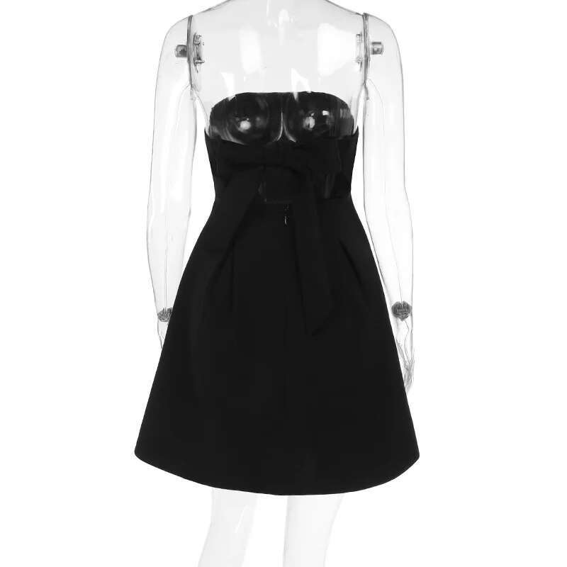 Dongdumaoyi Townlike Waist Wrap A Line Dress Women Strapless Mini Spring Summer Bow Backless Nightclub Sexy Party Dresses