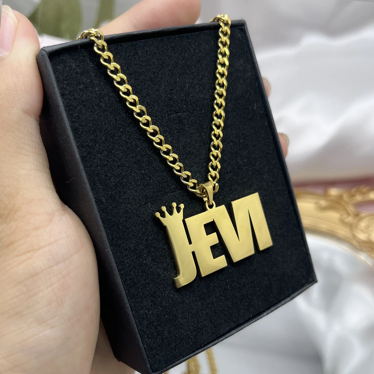 Custom Movable Big Name Pendant Necklace Stainless Steel Cuban Chain Nameplate Personalized Necklace For Women Fashion Jewelry 250425