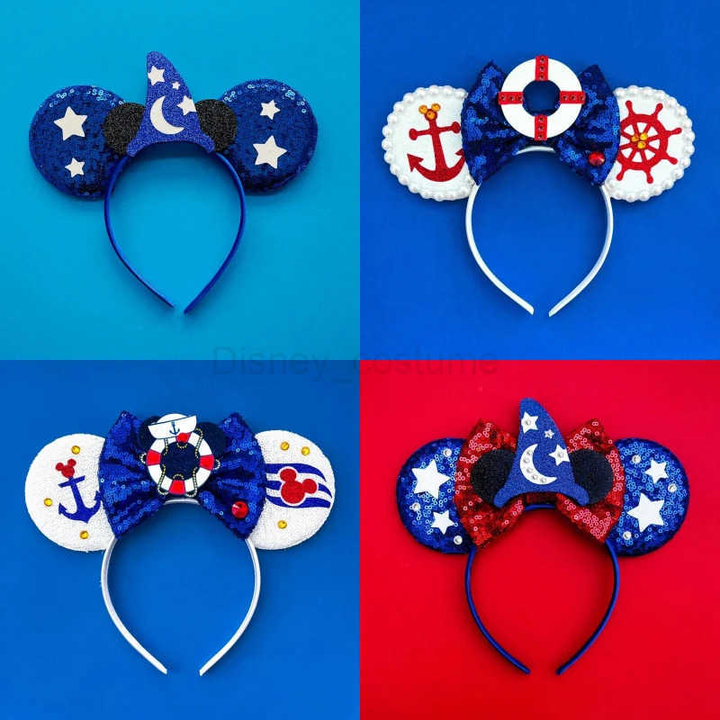 Disney Womens Ears Princess Headband Female Cute Crown Hair Girl Kavay Queen Headpiece Childrens Glitter Bow Hair Accessories Gift X250425