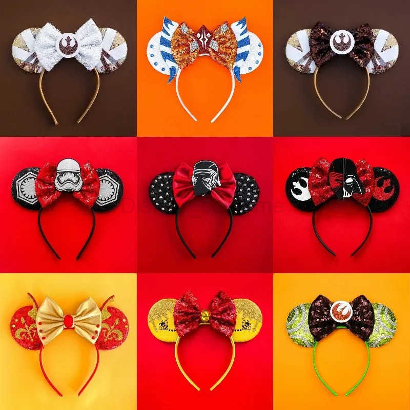 Disneys Marvel Ears Headbands Women Iron Man Hair Accessories Girls Sequeins Bow Hairband Kids The Avengers Headwear Super Heroes X250425