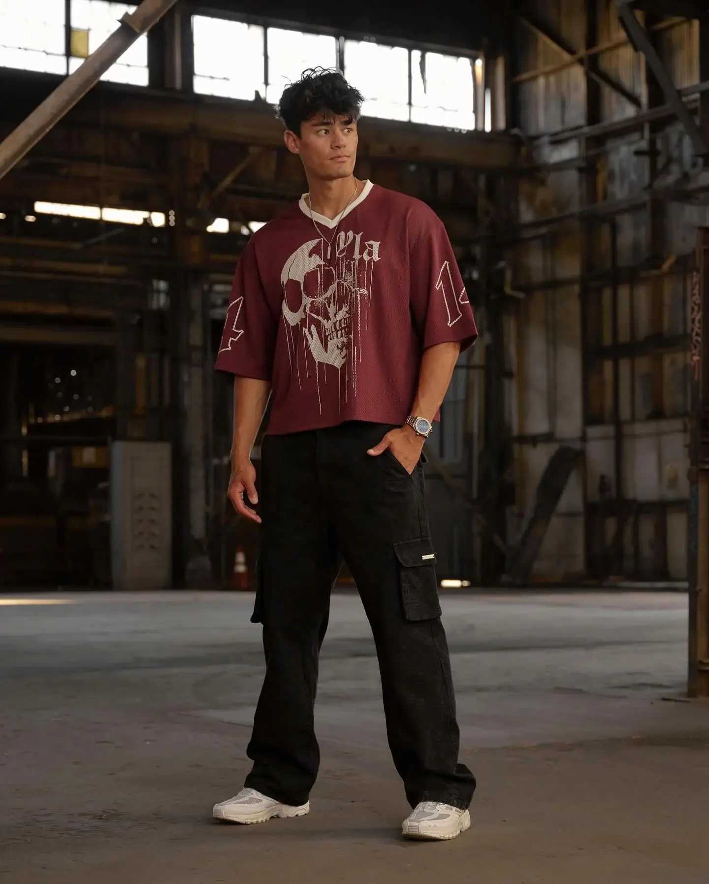 2025 New American Mens Loose T-shirt Running Fitness Running Training Small Mesh Short Sleeve W250425