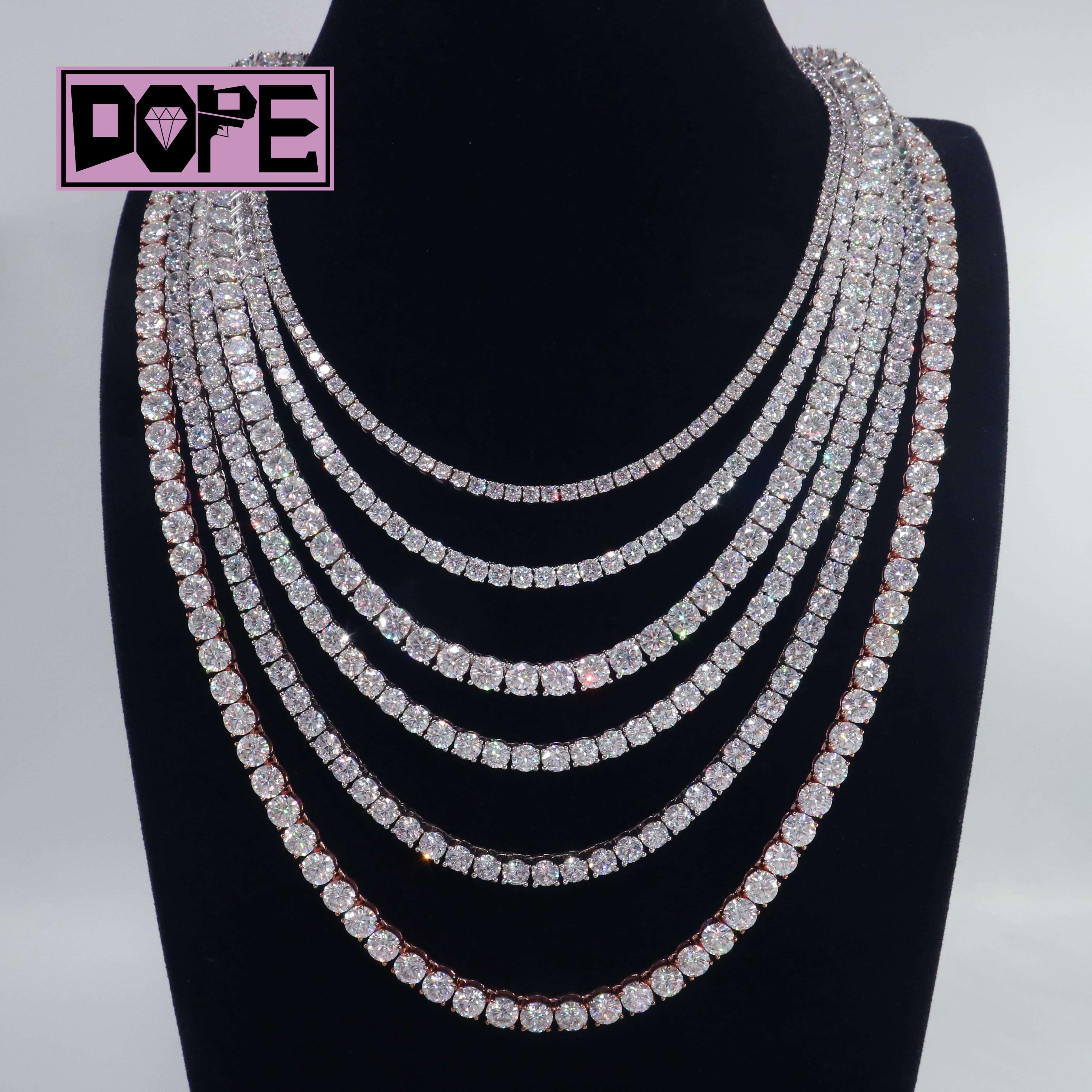 In Stock Tennis Chain 3mm High Quality 20 Tennis Necklace 925 Silver Hiphop Iced Out Moissanite Tennis Chain