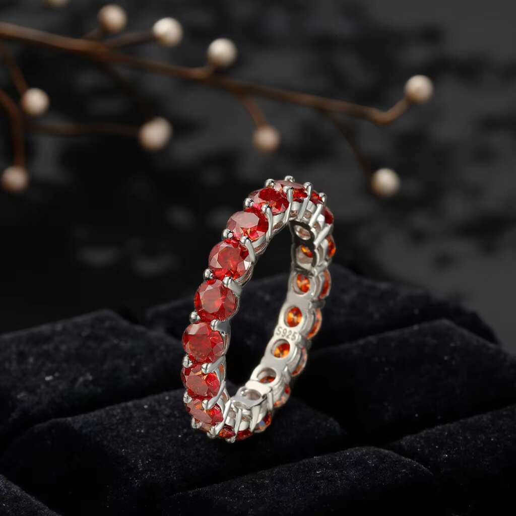 Wholesale 30 Points Yellow Pink Red Blue Moissanite Ring 14K 18K Gold Wedding Moissanite Eternity Band Ring