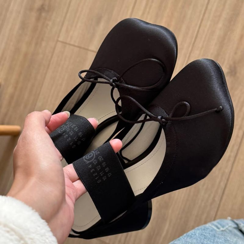 Women's Black Satin Square Toe Bow Mary Jane Block Heel Shoes, Casual Daily Commute Footwear---168-6