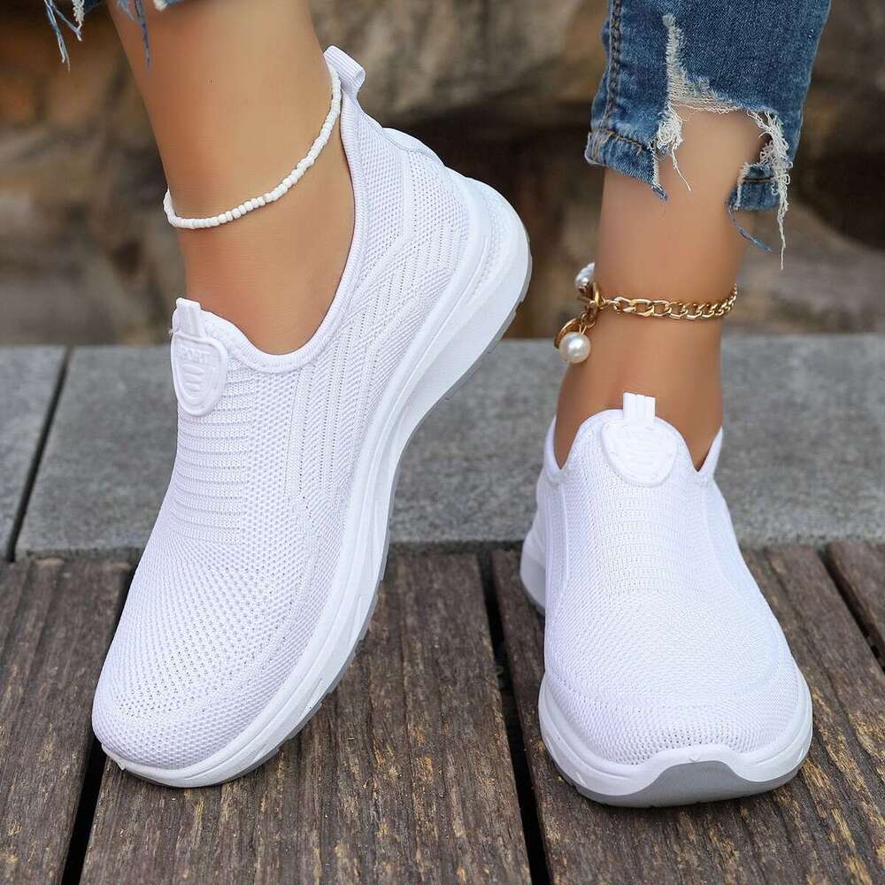 Women's summer flying woven breathable oversized casual with soft soles, lightweight and easy to wear, single shoe women's shoes