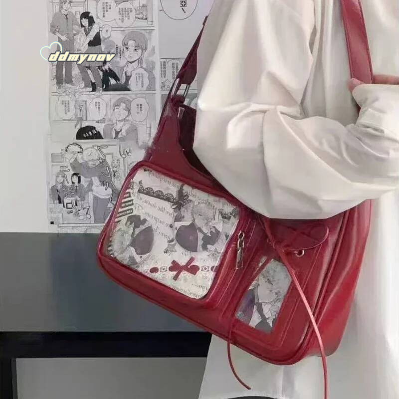 Y2k Haruku Shoulder Women Korean Transparent Ita School Crossbody Bag Female Japanese Designer Preppy Handbag Purse ddmynov